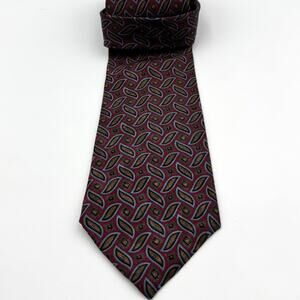 VTG 70s-80s Courchevel By Damon Mens Silk Tie Red Blue Geometric Made In The USA